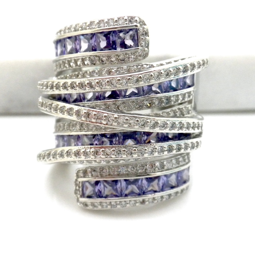 Sterling Plated CZ Tall Ring